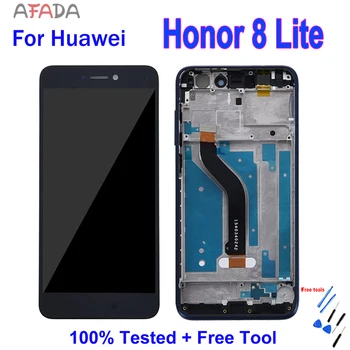 Huawei Honor 8 Lite LCD jutiklinio ekrano skaitmeninimo įrenginio komplektas su rėmeliu PRA-TL10 PRA-LX1 LA1 LCD keitimas