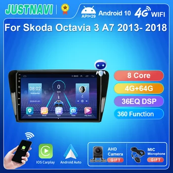 JUSTNAVI 4G LTE 8core Android Auto Car Multimedia Radio GPS for VW Volkswagen Skoda Octavia 3 A7 2013 2014 2015 2016 2017 2018