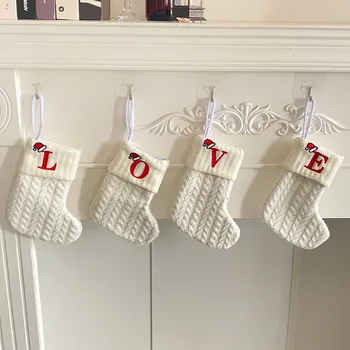 Kalėdinės kojinės Laiškas Snaigės raštas Mezgimas Kalėdinės kojinės Kalėdų dovanų maišelis Kalėdinės dekoracijos namams 2024 m. Naujieji metai