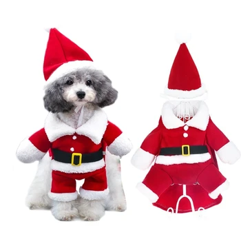 Kalėdų Kalėdų Senelio tema Augintinis Juokingas kostiumas Kačiukas Cosplay Pasipuoškite drabužiais šuniukui Kačiukas Vakarėlių priedai Dropship