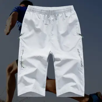 Kelnės Madingos laisvos vyrų apkarpytos kelnės Sutraukiamas raištis Tamprus juosmuo Vyriški šortai Bėgiojimo kelnės