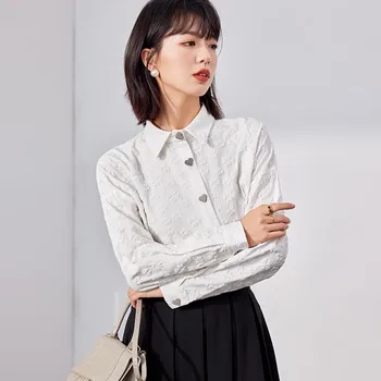 Ladies Korean Fashion Casual Shirts Palaidinė Women Tops Woman Button Up Marškiniai Moteriškos merginos palaidinė ilgomis rankovėmis Py6204