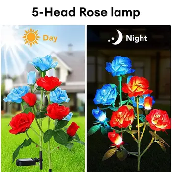 LED saulės rožių gėlių šviesa Pagrindinis Dekoratyviniai gėlių žibintai Sodo dekoravimas Vejos lempa Neperšlampamas kraštovaizdis Rožių šviesa