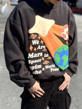 Marsas ir Žemė CPFM. XYZ veido putos Vyrai Moterys Džemperis CPFM XYZ Negabaritinis paltas Sunkus audinys Unisex Megztinis su gobtuvu