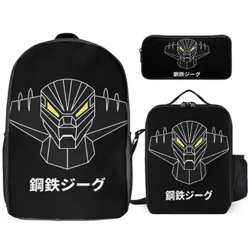 Mechas 02 Mazinger Z Steel Jeeg Robot Kotetsu Dark Great 17 Secure Cosy Rucksack 3 in 1 Set 17 Inch Backpack Lunch Bag Pen Bag