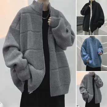 Megztinis su užtrauktuku Vyriškas megztas megztas megztinis su užtrauktuku Stora šiluma rudens apsaugai nuo žiemos