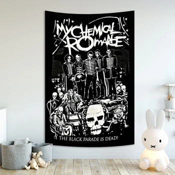 My Chemical Romances Band Gobelenas Muzikos stilius Fonas Dekoratyvinis baras Kavinė Dekoro menas Sienų tapyba Reklaminė vėliava