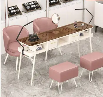 Nagų stalo stalas mados tinklo įžymybė Nagų stalo ir kėdės komplektas lengvas prabangus paprastas nagų parduotuvė specialus stalas