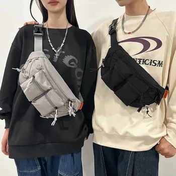 nailoninis skrynios krepšys vyrai Juodas atsitiktinis krūtinės paketas Įstrižas juosmens krepšys Moterų telefono maišelis