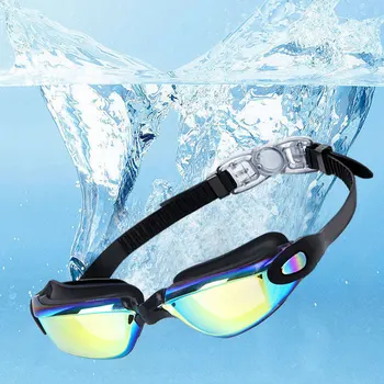 Nauji silikoniniai plaukimo akiniai Vyrai Moterys Galvanizavimas Spalvingi reguliuojami profesionalūs plaukimo akiniai Neperšlampami anti-UV