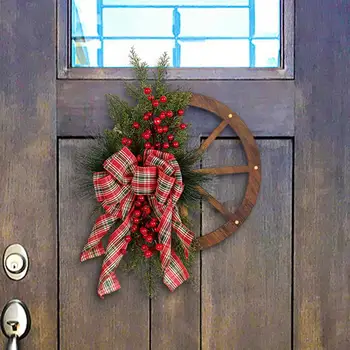 Naujųjų metų dovana draugams Medinis rato lankas Kalėdinis vainikas Šventinė lauko durų dekoracija su kabančiu ornamentu linksmybėms
