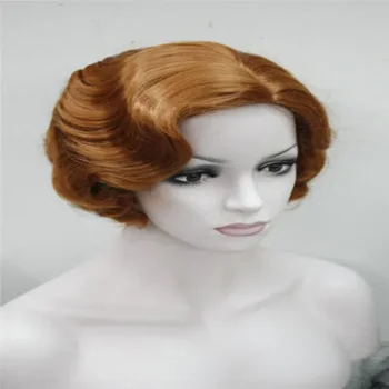 New Womens Short Red Brown Finger Wave Ladies Daily Hair Wigs