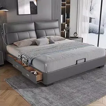 Nordic Unique Bedroom Lova Modern Storage Double Lounge Bedroom Bed Queen Size Boy Cama De Lujo Para Dormitorio namų baldai
