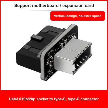 Pagrindinės plokštės vidinė USB 3.0 20Pin/19P antraštė į E tipo A-klavišą USB 3.1 20 kontaktų adapteris C tipo priekinio skydelio važiuoklės laikiklis Naujas