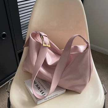 PU odiniai pečių skersiniai krepšiai moterims Vintažinis solidus moterų dizaineris Didelės talpos rankinė Trend moteriškas pažastų krepšys