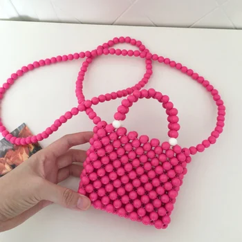 Sac Pagrindinė femme Rose Red Self Made Handwoven Beaded Bag Cute Solid Mini Crossbody Bags for Woman 2023 Nauja moteriška rankinė