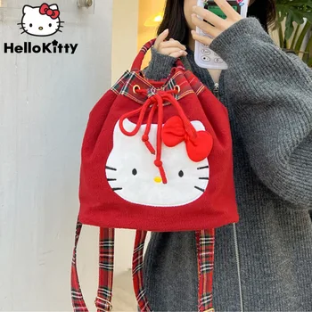 Sanrio Hello Kitty Red Bags Animacinis filmas Kalėdų mini kuprinės Mergina Japoniško korėjietiško stiliaus vintažinis pečių krepšys Y2k madinga rankinė