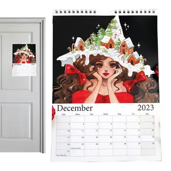 Sieninis kalendorius 2023 m. mėnesinis sieninis kalendorius Triušio sienos metams Kabantys Naujųjų metų kalendoriai su 12 gražių animacinių moterų
