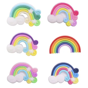 Single Sale 1PCS PVC Cartoon Shoe Charms Kawaii Colour Rainbow Star Cloud Jibz Buckle Fit Wristbands Batų dekoravimo vaiko dovana