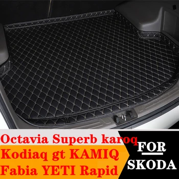 Sinjayer Car Trunk Mat Tail Rear Liner Boot Baggage Kilimėlis SKODA Octavia Superb Fabia YETI Rapid Karoq Kodiaq gt KAMIQ