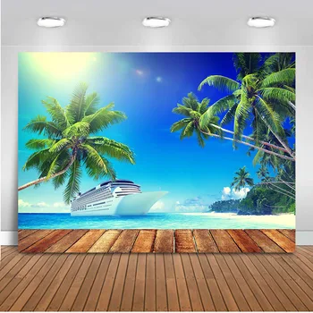  Smėlio paplūdimio fonas fotografijai Vasaros atostogų gėlių fonas foto būdelei Studija kokoso medis Vakarėlio dekoras