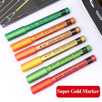 STA 6 spalvų Super Gold Marker Vandeniui atsparus žemas kvapas Metalinis šviesos atsparumas Rankų darbo rankų darbo 