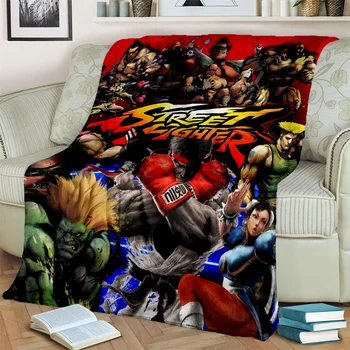 Street Fighter Retro Game SF Gamer antklodė, minkšta antklodė namų miegamajame Lova Sofa Piknikas Kelionės Biuro užvalkalas Antklodė vaikams