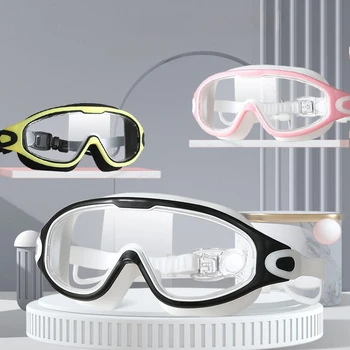 Suaugusiųjų plaukimo akiniai Didelio rėmo nardymo kaukė Minkšti akiniai su ausų kištukais Vyrai Moterys Vandens sportas Nardymas HD Akiniai nuo rūko