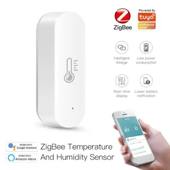 Tuya Zigbee Smart Temperature And Humidity Sensor Stick Wall Wireless Gateway Hub Išmanieji telefonai Išmanieji namai su Alexa Google Home