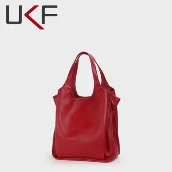 UKF Moteriškas Tote krepšys Moteriška odinė rankinė Lady Fashion Portable Soft Leather Bucket Underarm Shoulder Bags For Women Bolsa