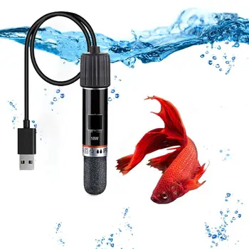 USB Mini akvariumo šildymo strypas mažoms žuvų talpykloms 26 °C pastovios temperatūros akvariumo šildytuvas panardinamas termostato šildytuvas 10W