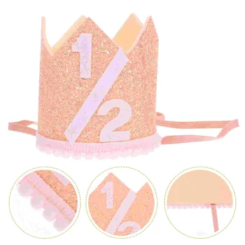 Vaikų gimtadienio vakarėlio kepurės Vaikams 1/2 gimtadienio galvos apdangalai Gimtadienio medžiaginės kepurės