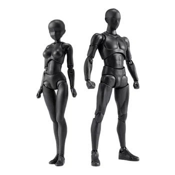 Veiksmo figūrų PVC modelis su dėžutės piešimo figūrų modeliais menininkams(moteris+vyras,juoda)