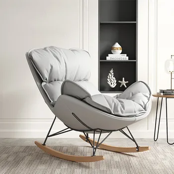 Viengubas prabangus medžiaginis atlošas Elastinis dizainerio poilsio kambarys Lengva svetainė Kėdės Supamas miegamasis Atsipalaiduokite Chaise Dizaino baldai