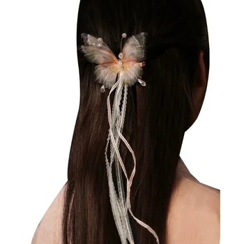 Vintažinio stiliaus plaukų segtukas moteriai Mielas vintažinis ilgas kaspinas Puokštė Plaukų segtukas Kiniško stiliaus plaukų aksesuarai T8NB