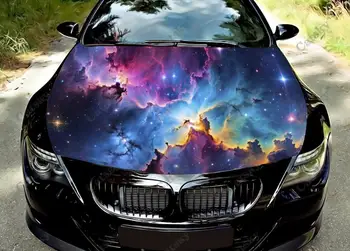 Violetinė mėlyna galaktika su žvaigždėmis Automobilio gaubtas Vinilo lipdukai Apvyniokite vinilo plėvelės variklio dangtelį Lipdukai ant automobilių priedų