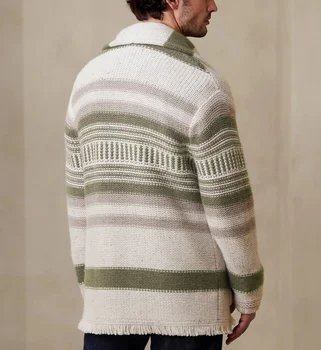 Vyriškas megztinis Kardigano juostelė Panelinis kutas Megzta striukė Ruduo/žiema Naujos mados viršutiniai drabužiai ir paltai