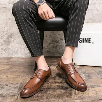 Vyriški batai 2023 Nauji vasaros laisvalaikio odiniai batai Vyrų verslo oficialus britų stilius Minkštas dugnas Derby Black Tide batai