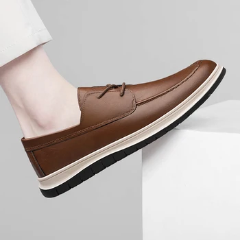 Vyriški laisvalaikio odiniai batai Klasikiniai pavasariniai loaferiai vyrams Suvarstomi natūralios odos Oksfordo verslo Zapatillas De Hombre darbo batai