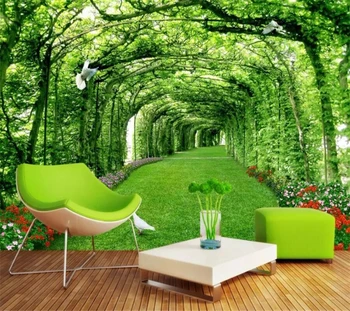 wellyu papel de parede Pasirinktiniai tapetai 3D nuotrauka freskos parko miškas vejos tapetai svetainė peizažas fonas sieninis popierius