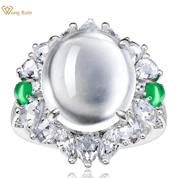 Wong lietus 100% 925 svarų sterlingų sidabro natūralios putos nefritas daug anglies turintys deimantai Brangakmenis Vestuviniai sužadėtuvių žiedai Puikios papuošalų dovanos