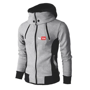 YouTube 2022 Nauji vyriški džemperiai Vienspalvės striukės Dvigubas užtrauktukas Madingas spausdinimas Sportinė apranga su gobtuvu Laisvalaikio paltai su gobtuvu Viršus