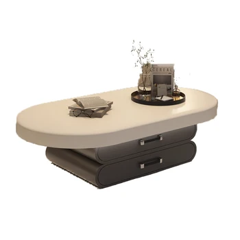 YY buitinio kremo stiliaus ovalus itališkas lengvas prabangus mažų butų laikymo stalas