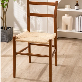 šiaurietiška pinta virvės kėdė Paprastos medžio masyvo valgomojo kėdės Namų dizainerio kėdė su atlošu Viduramžių kėdės baldai namams
