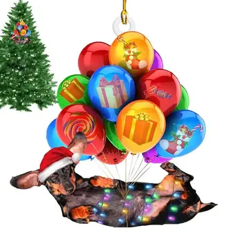 Šuo Kalėdų eglutės dekoracijos Juokingas šuo Kalėdų eglutės ornamentas 2D Akrilo takso ornamentas Dešra Šunų dekoravimas Taksas